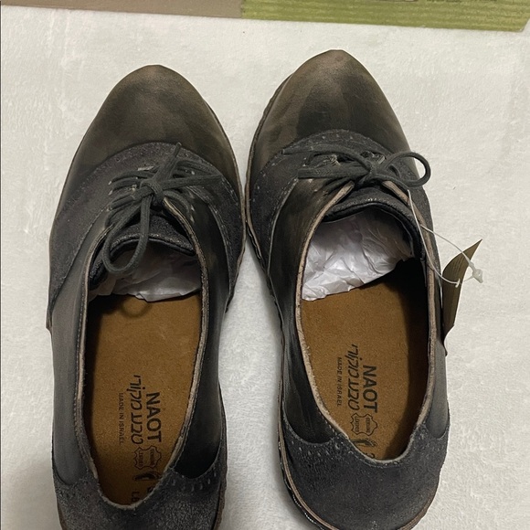 Naot Besalu Grey Shimmer & Vintage Oxford Lace Up Shoes Sz 37 - Picture 5 of 13